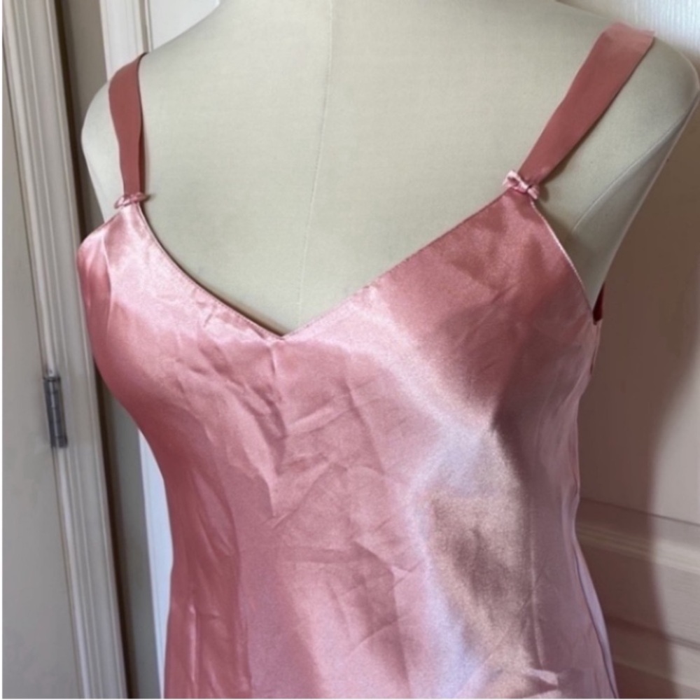 Vintage Jones NY Slip Dress Mini Nighty Pink Silky Satin Barbie Cutout Back Bows - Picture 6 of 16
